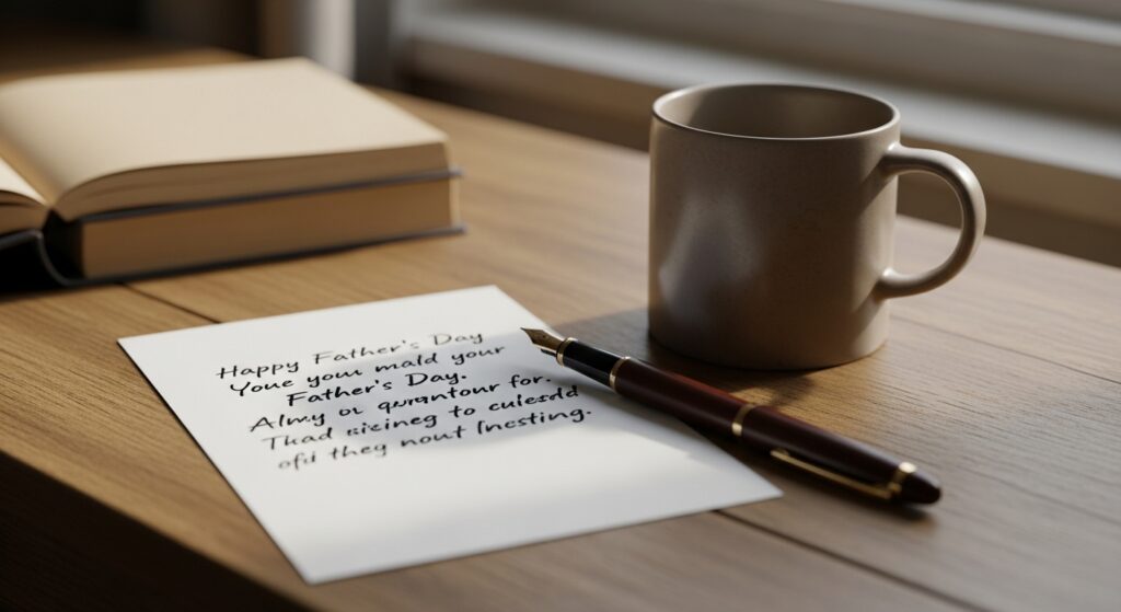 emotional Father’s Day message in handwritten card
