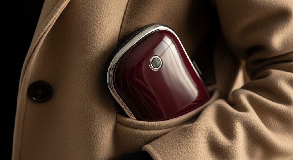 Fashionable rechargeable hand warmer as a gift idea.