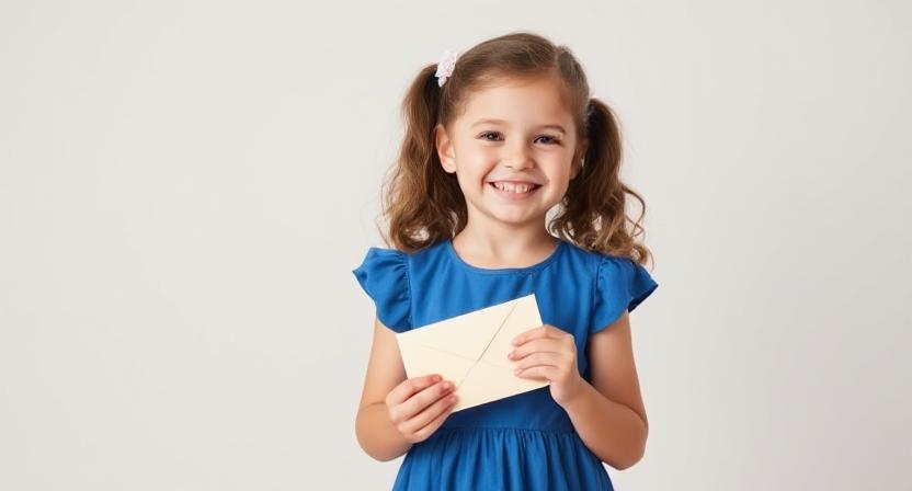 Birthday card event with a grandchild opening a kindest birthday card.