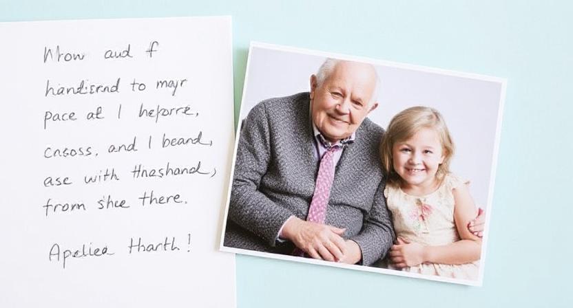 Birthday card with a touching note to the grand-daughter.