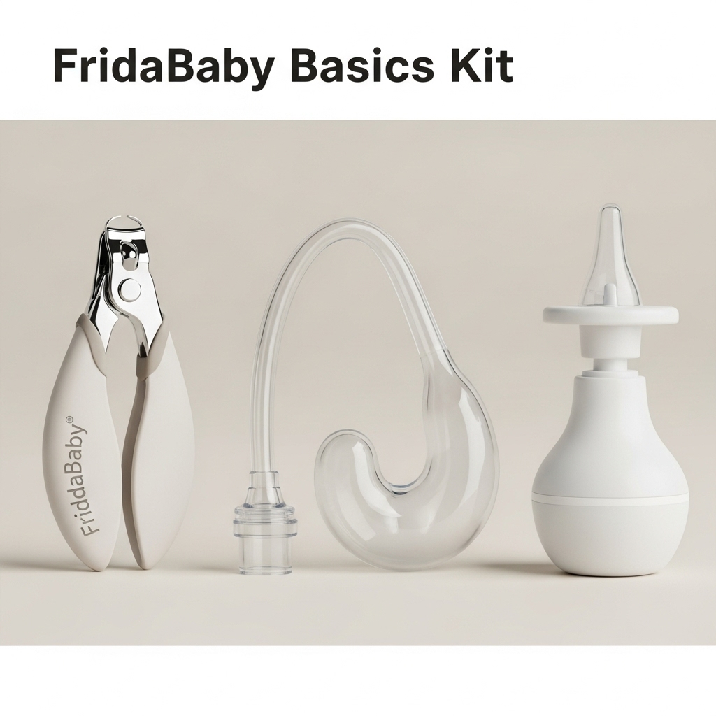  FridaBaby Basics Kit with nail clipper, gas relief tube, and aspirator