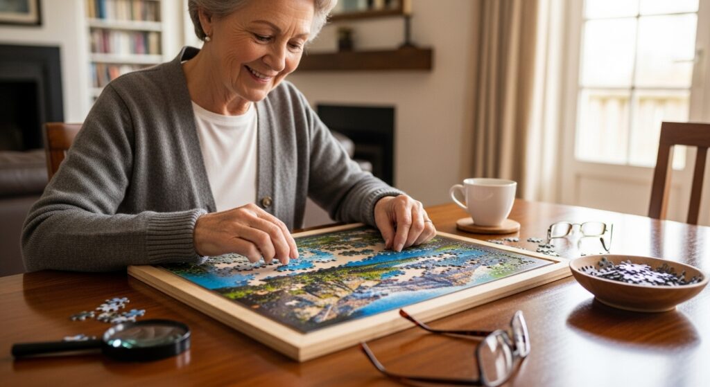 "Puzzle hobby gift for grandparents.")